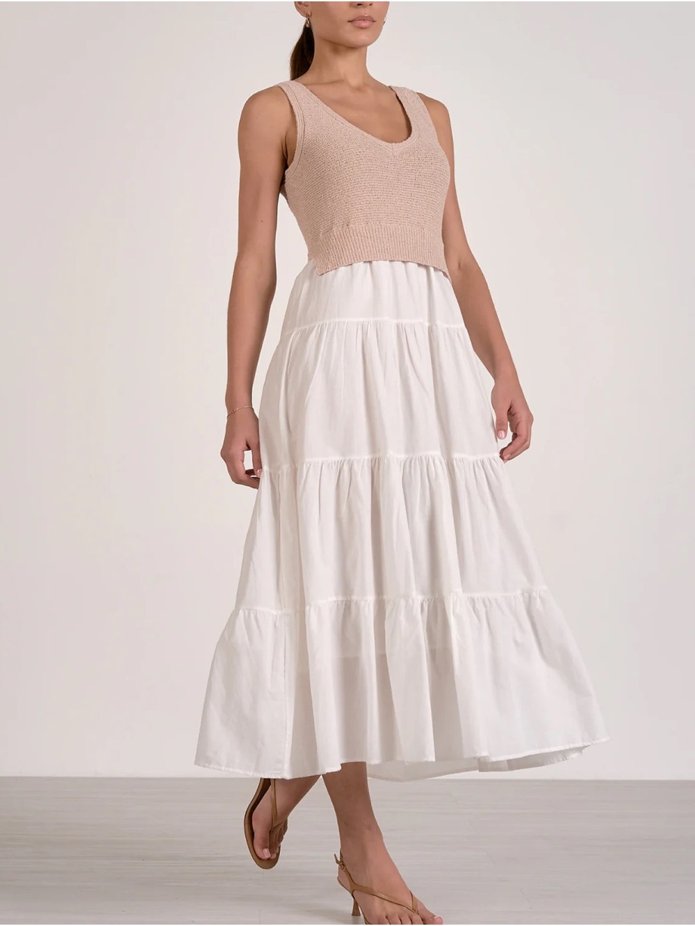 Elan White Tiered Midi Skirt - Picture 3 of 3